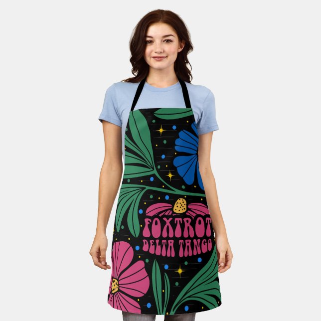Foxtrot Delta Tango Flower Boho Apron (Worn)