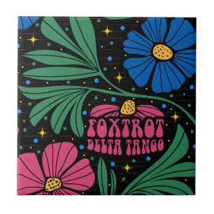 Foxtrot Delta Tango Flower Boho Ceramic Tile