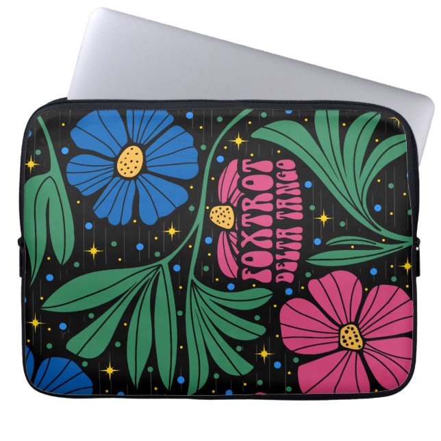 Foxtrot Delta Tango Flower Boho Laptop Sleeve (Front)