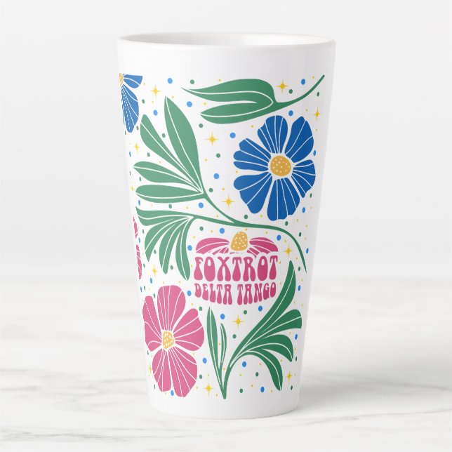 Foxtrot Delta Tango Flower Boho Latte Mug (Front)