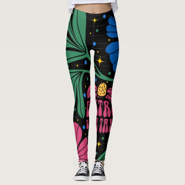 Foxtrot Delta Tango Flower Boho Leggings (Front)