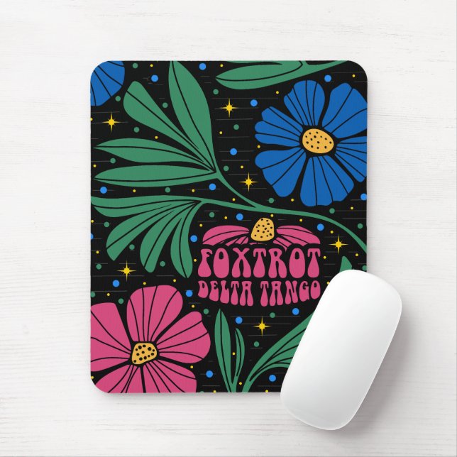 Foxtrot Delta Tango Flower Boho Mouse Pad (With Mouse)