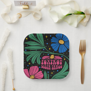 Foxtrot Delta Tango Flower Boho Paper Plate