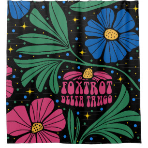 Foxtrot Delta Tango Flower Boho Shower Curtain