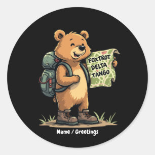 Foxtrots Deltas Tangos Funny Bear Retro Graphic  Classic Round Sticker