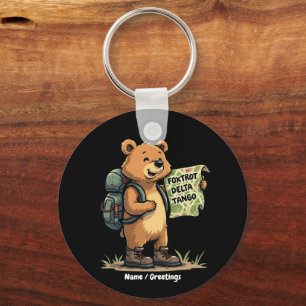 Foxtrots Deltas Tangos Funny Bear Retro Graphic Key Ring