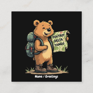 Foxtrots Deltas Tangos Funny Bear Retro Graphic Square Business Card