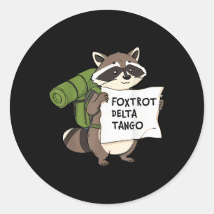 Foxtrots Deltas Tangos Retro Funny Racoon Classic Round Sticker