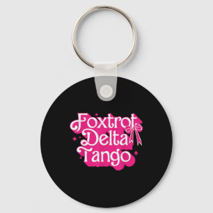 Foxtrots Deltas Tangos Retro Pink Coquette Bow Key Ring
