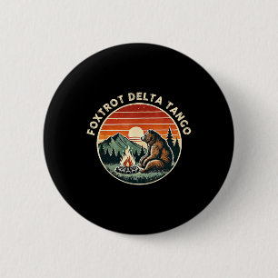Foxtrots Deltas Tangos Retro Resist Bear Camping H 6 Cm Round Badge