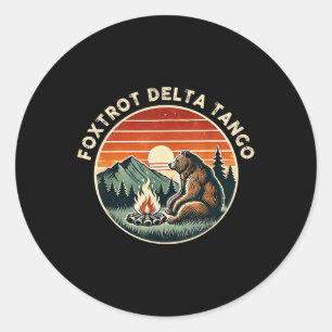 Foxtrots Deltas Tangos Retro Resist Bear Camping H Classic Round Sticker
