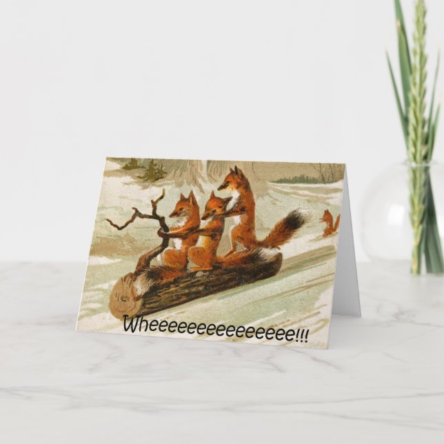 foxxes on sled holiday card (Front)