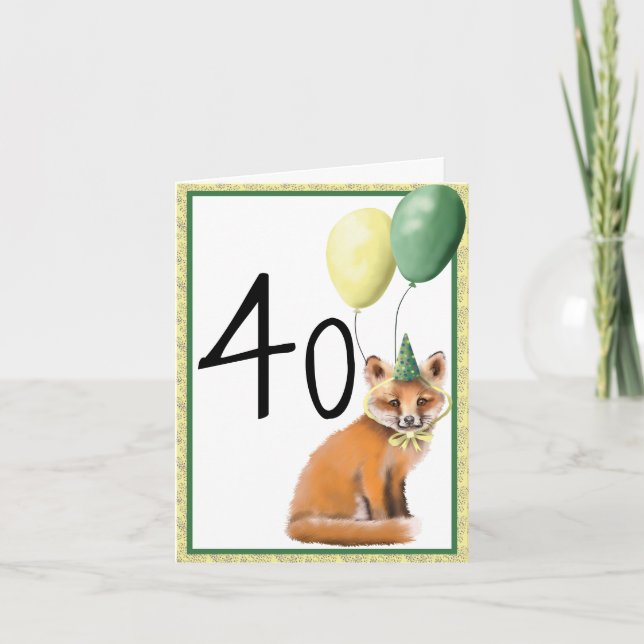 Foxy 40 Birthday Folded Greeting Card (Front)