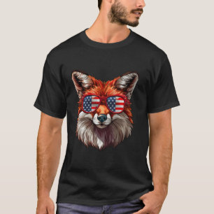 Foxy American Flag Funny Foxy Lovers Mum Dad 4th o T-Shirt