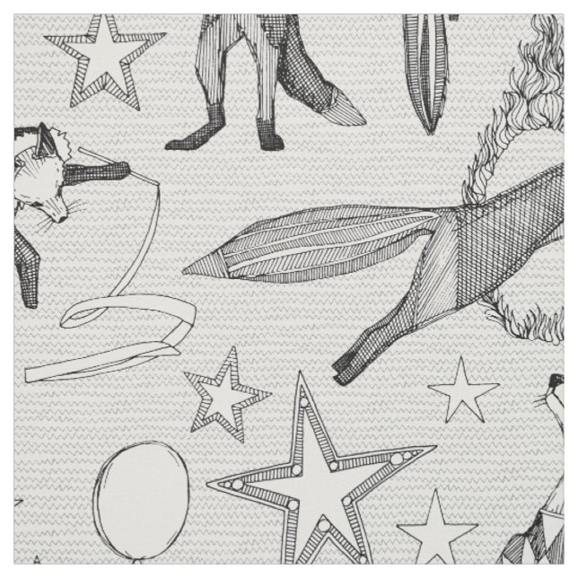 foxy circus black white fabric (Swatch)