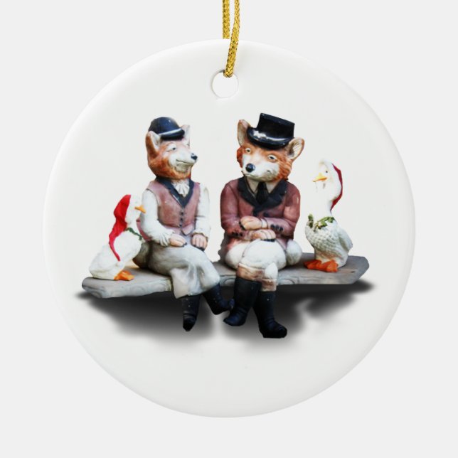 Foxy Couple (Add Your Text) Ceramic Tree Decoration (Front)