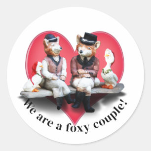 Foxy Couple Valentine's Day Classic Round Sticker