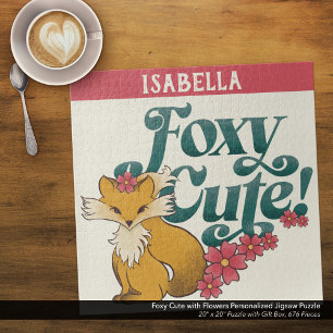 Foxy Cute with Flowers Personalised Jigsaw Puzzle