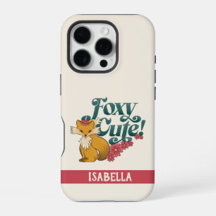 Foxy Cute with Flowers Personalized Name iPhone 16 Pro Case