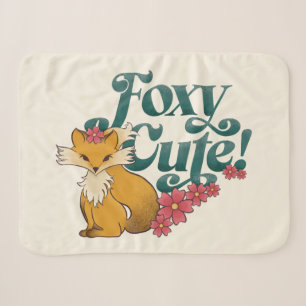 Foxy Cute with Flowers Sherpa Blanket