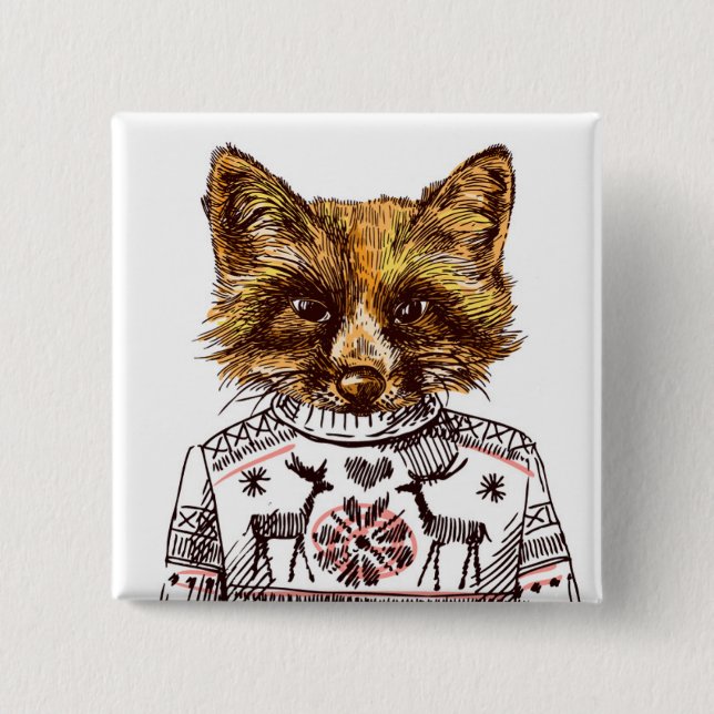 Foxy Dressed Fox 15 Cm Square Badge (Front)