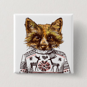 Foxy Dressed Fox 15 Cm Square Badge