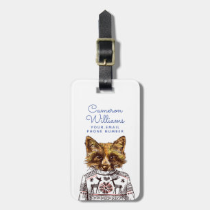 Foxy Dressed Fox Add Your Name Luggage Tag