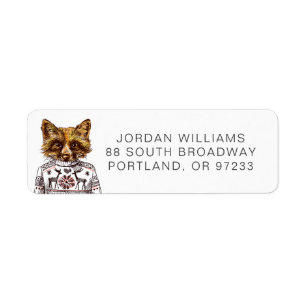 Foxy Dressed Fox   Add Your Name Return Address Label