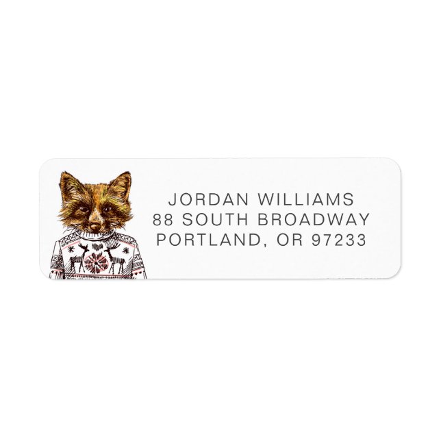 Foxy Dressed Fox | Add Your Name Return Address Label (Front)