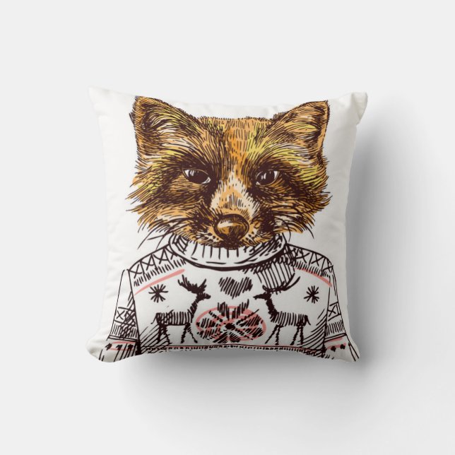 Foxy Dressed Fox Cushion (Front)