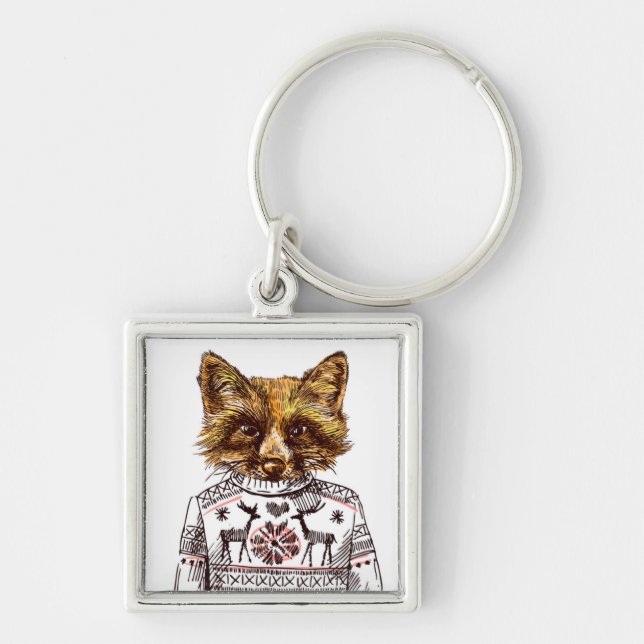 Foxy Dressed Fox Key Ring (Front)