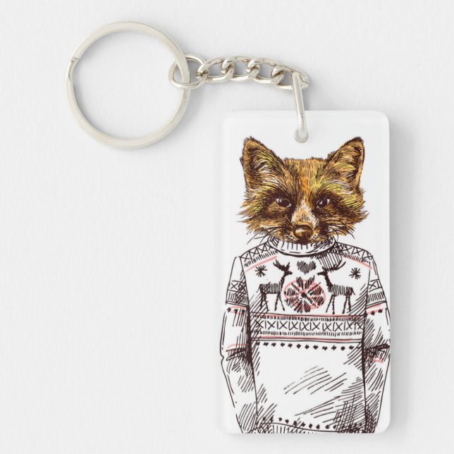 Foxy Dressed Fox Key Ring (Front)