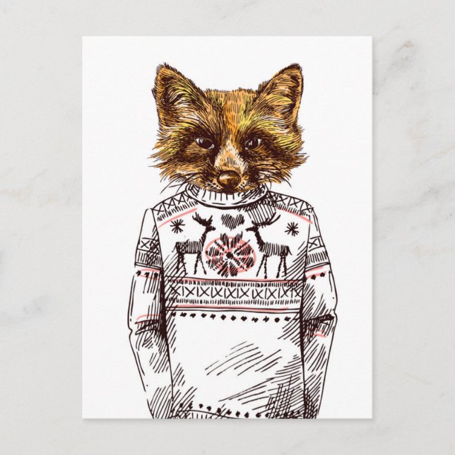 Foxy Dressed Fox Postcard (Front)