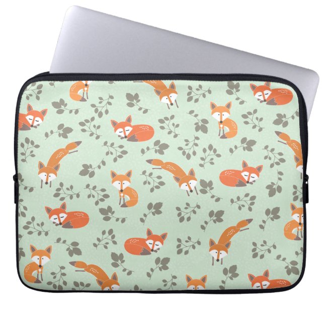 Foxy Floral Laptop Sleeve (Front)