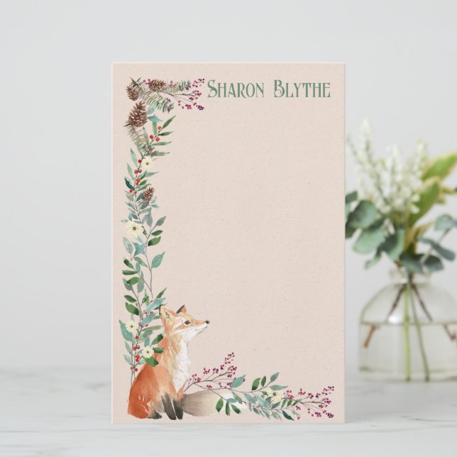 Foxy Forest Christmas 8.5"l x 5.5"w Stationery (Standing Front)