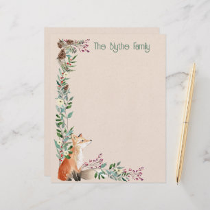 Foxy Forest Christmas 8.5" x 11" Stationery Custom Letterhead