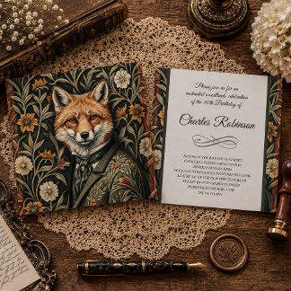 Foxy Gentleman Birthday Party Vintage Woodland Thank You Card