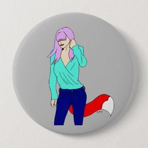 foxy girl   10 cm round badge