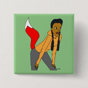 foxy girl 15 cm square badge