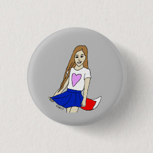 foxy girl  3 cm round badge