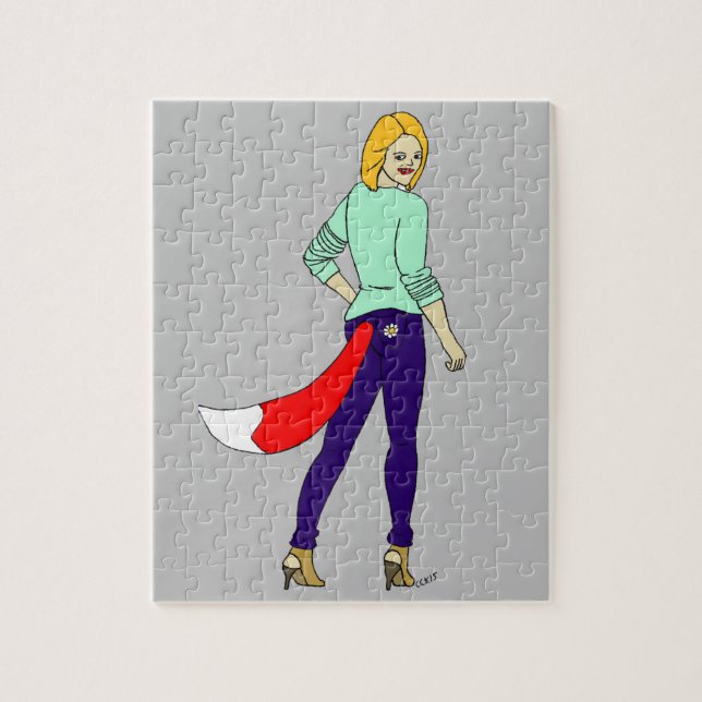 foxy girl button jigsaw puzzle (Vertical)