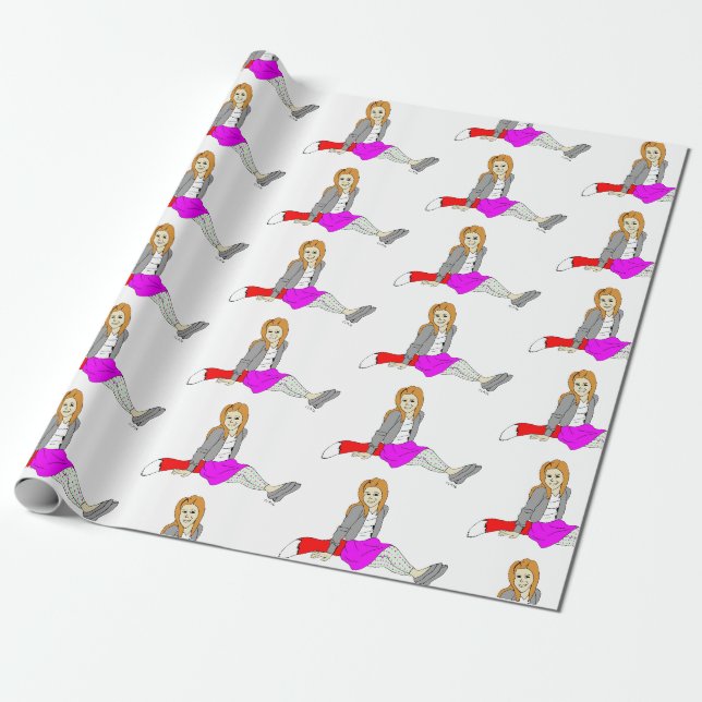 foxy girl button wrapping paper (Unrolled)