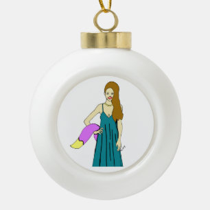 foxy girl    ceramic ball christmas ornament