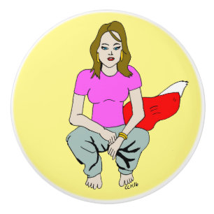 foxy girl ceramic knob