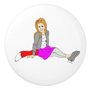 foxy girl ceramic knob