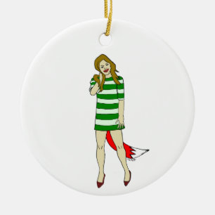 foxy girl ceramic ornament