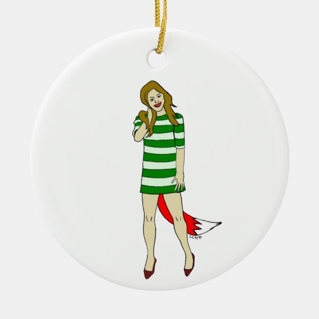 foxy girl    ceramic ornament (Front)