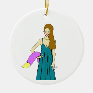 foxy girl ceramic ornament