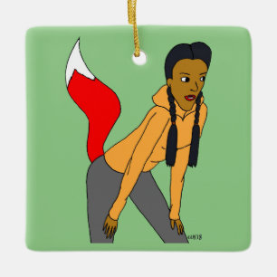 foxy girl    ceramic ornament