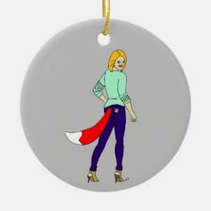 foxy girl    ceramic ornament